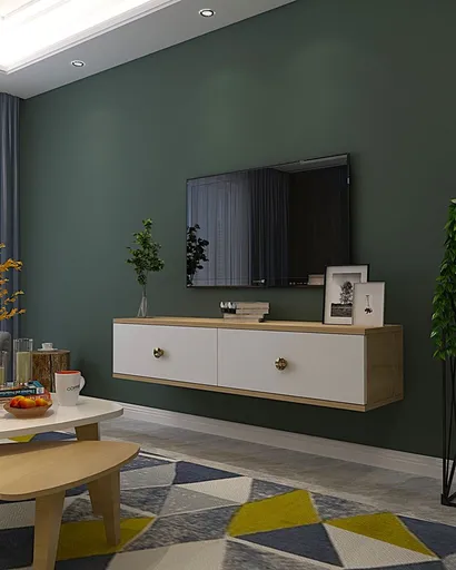 TV stolek Zuzu 120 - Sapphire Oak, White, Gold