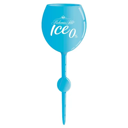 Bohemia Sekt ICE 0 % modrá nerozbitná sklenka zapichovací