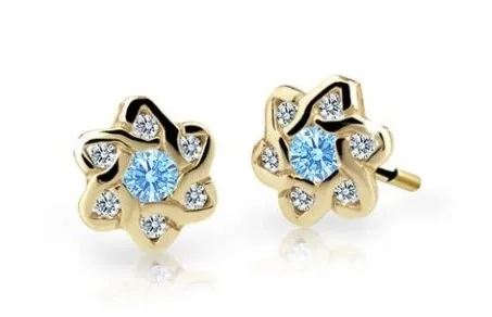 Cutie Jewellery Zlaté dětské náušnice C2149-30-X-1 světle modrá