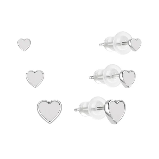 MOISS Sada stříbrných náušnic Srdíčka E0004640 (3 páry náušnic)