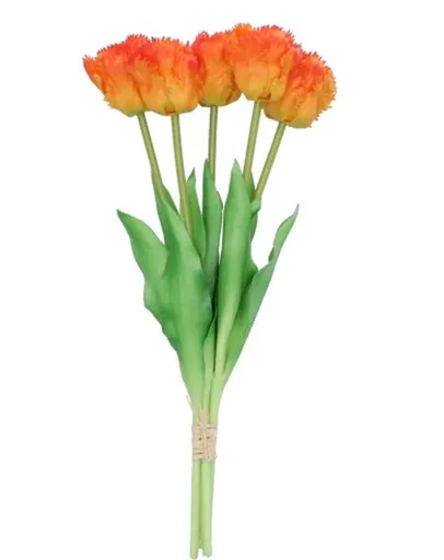 Kytice 5ks oranžových realistických tulipánů Tulips Papagayo - 39 cm 613629