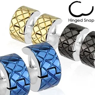 Náušnice z chirurgické oceli - barevné kruhy se stříbrným lemem - Barva: Černá