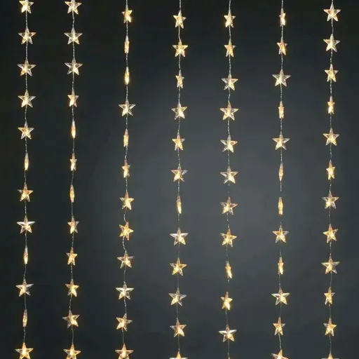ACA Lighting Vánoční osvětlení 48 LED záclona hvězdy 120x120cm teplá bílá vč. napájení prodloužitelné + 8 programů IP44 5m napájení čirý kabel X0848122