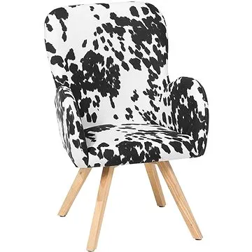 Černobílé čalouněné křeslo s kovbojským vzorem BJARN, 55407