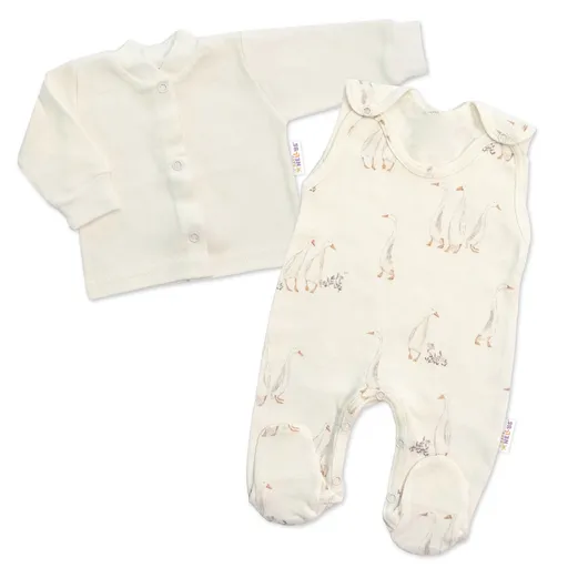 Baby Nellys Kojenecké dupačky s košilkou, bavlna, Husičky, smetanové, vel. 62