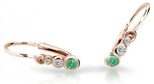 Cutie Jewellery Dětské náušnice z růžového zlata C2255-10-X-4 zelená