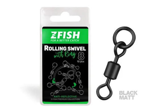 Zfish Obratlík Rolling Swivel with Ring Black Matt vel.8/26kg,Zfish Obratlík Rolling Swivel with Ring Black Matt vel.8/26kg