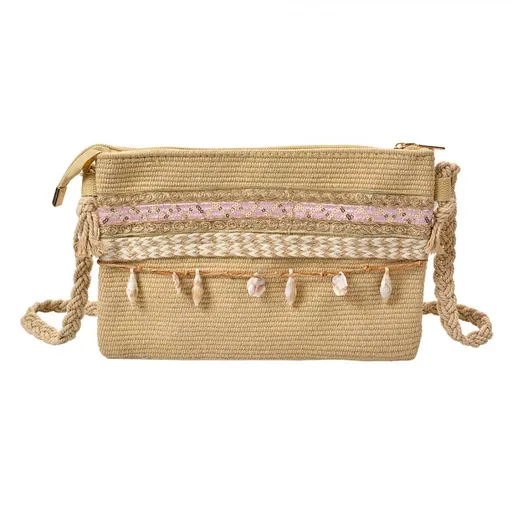 Hnědá zdobená kabelka do ruky nebo přes rameno - 30*3*18 cm JZBG0321