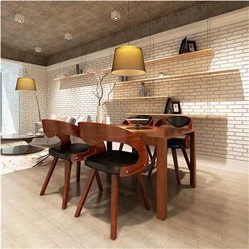 Jídelní židle 4 ks hnědé ohýbané dřevo a umělá kůže (270039)