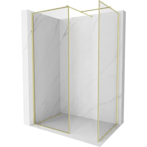 MEXEN/S Kioto-F Sprchová zástěna WALK-IN s rámem 110 x 85, transparent 8 mm, zlato kartáčovaná 800-110-202-04-55-085