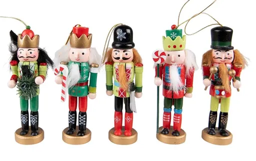 5ks barevná závěsná soška Louskáček - 4*4*13 cm Clayre & Eef