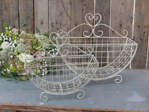 Set 2ks šedých kovových košů s patinou - 34*15*29 cm 15152-00