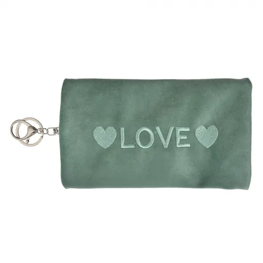 Zelená klíčenka Love - 19*1*11 cm Clayre & Eef