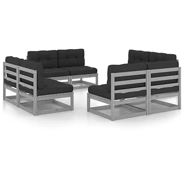 8dílná zahradní sedací souprava s poduškami masivní borovice, 3076321 (3076321)