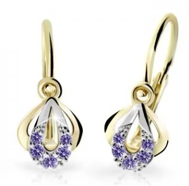 Cutie Jewellery Dětské bicolor náušnice ze žlutého zlata C2270-10-X-1 fialová