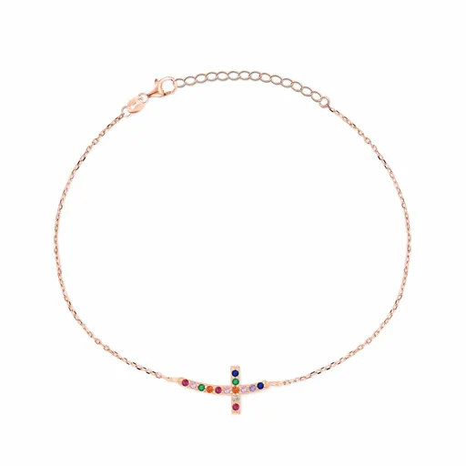 Brilio Silver Nadčasový pozlacený náramek s křížkem BRC25RRBW