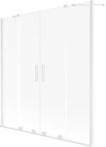 MEXEN/S Velar Duo dvoukřídlá posuvná vanová zástěna 160 x 150 cm, dekor, bílá 896-160-000-32-20