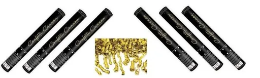 Konfety 40cm - ZLATÉ STUŽKY - HOBLINKY - METALICKÉ - Silvestr - 6 ks - PARTYKONF