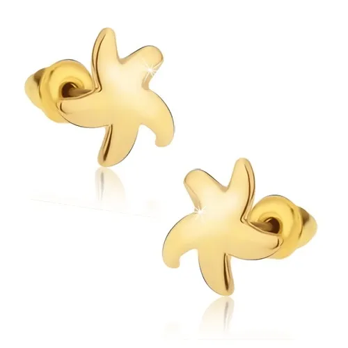 Puzetové náušnice, lesklá zlatá hvězdice