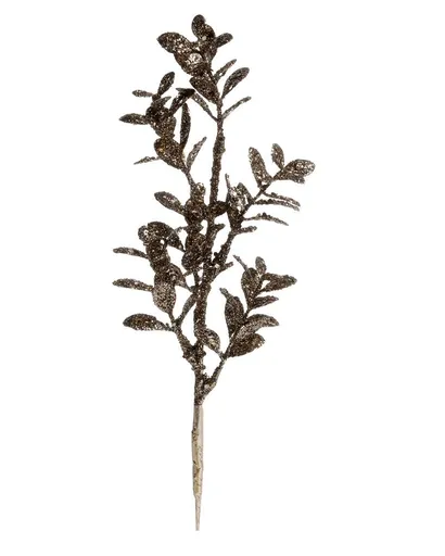 Champagne dekorace větvička listy Fleur s glitry - 10*31 cm 39094503