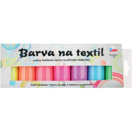 Barvy na textil světlý, sada svítící ve tmě 7 x 15 g + šablony