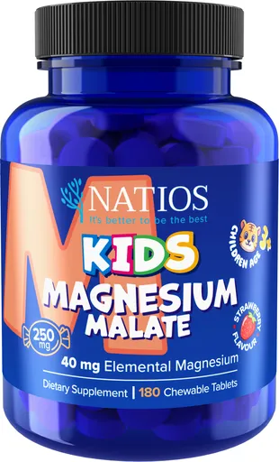 Natios Kids Magnesium Malate 250 mg 180 jahodových tabletek
