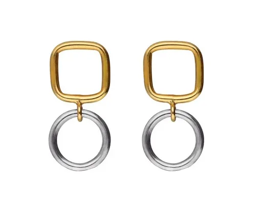 Victoria Cruz Visací bicolor náušnice ze stříbra Nivola A5506-BT