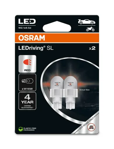 OSRAM LED W16W LEDriving SL Red Red 12V blistr 2ks 921DRP-2BL