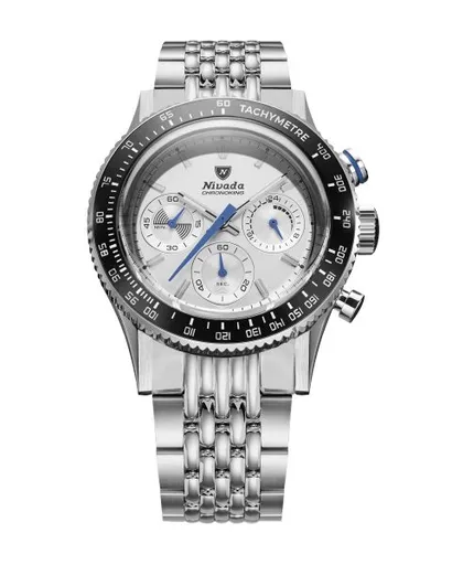 Nivada Grenchen Chronoking Mecaquartz Racing Grey - Inter. Bezel - Beads of Rice