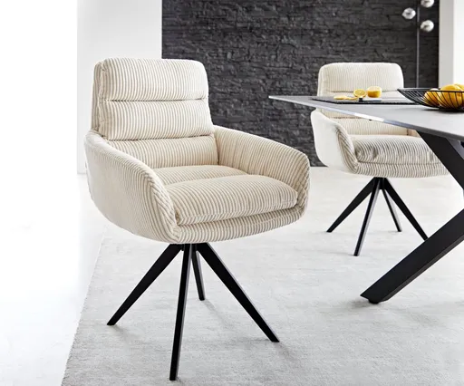 Otočná židle Abelia-Flex béžová manšestr křížová podnož hranatá