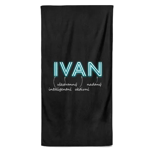 Osuška Mužská jména – NEON (Jméno: Ivan, Velikost osušky: 70x140cm)