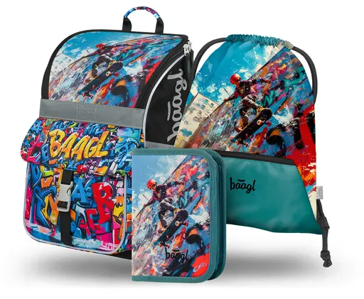 Baagl SET 3 Zippy Skatepark: aktovka, penál, sáček