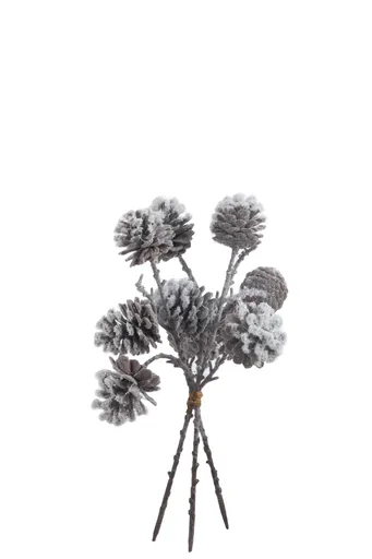 Svazek větviček se zasněženými šiškami - 14*10*33 cm J-Line by Jolipa