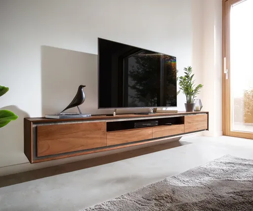 TV stolek Stonegrace 240 cm akácie hnědá 2 dvířka 2 zásuvky 1