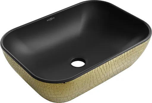 MEXEN Rita umyvadlo na desku 45 x 32, černá mat/zlatá vzor 21084578