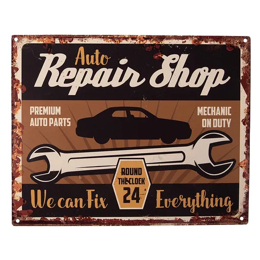Nástěnná kovová cedule Auto Repair Shop - 25*1*20 cm 6Y5221