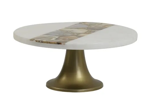 Mramorový podnos na bronzové noze Layo - Ø 25*11cm Light & Living