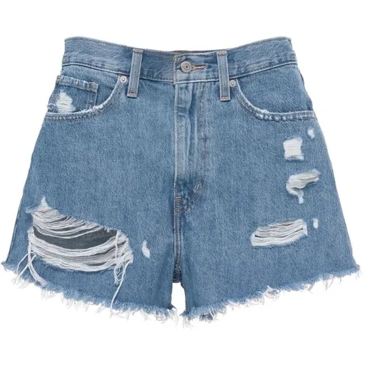 Levi's® HIGH WAISTED MOM SHORT Dámské džínové kraťasy, světle modrá, velikost