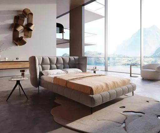 Čalouněná postel Capujo 140x200 cm bouclé stříbrně šedá