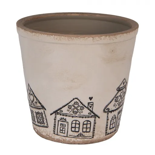Květináč s perníkovými chaloupkami Gingerbread Bliss XL - Ø 21*20 cm 6CE2123XL