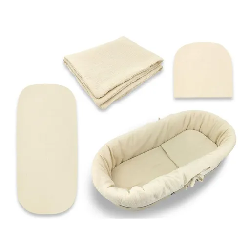 Baby Nellys Mušelínová sada do hluboké korby kočárku 4v1 Nature - béžová