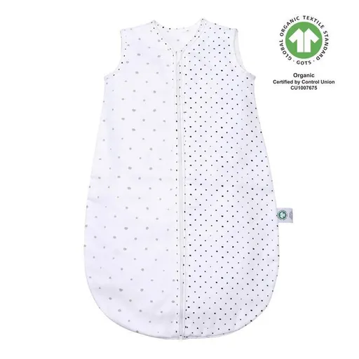 MOTHERHOOD Pytel na spaní mušelínový BIO Grey and Black Dots 6-18 m 0,5 tog