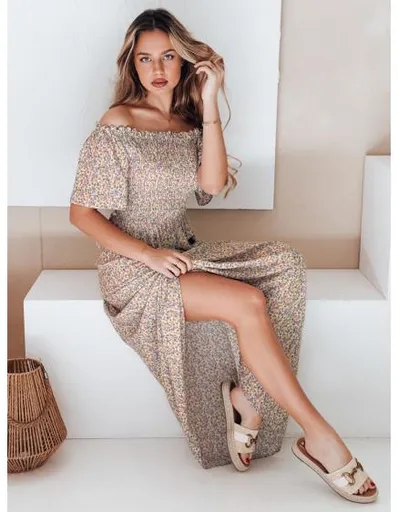 Maxi šaty LOVEFLORA s fialovými květy