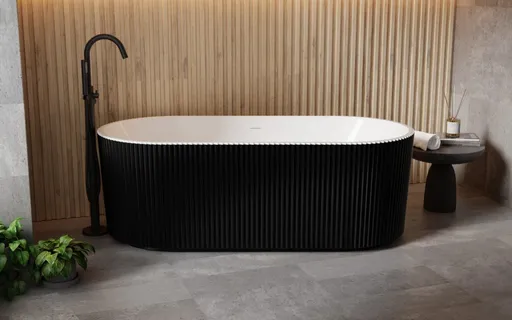 BESCO Volně stojící vana GIULIANA černá/bílá, sifon se štěrbinovým přepadem Barva Černá / bílá, Barva sifonu Chrom, Rozměr vany 170 × 80  VANGIU170BWN