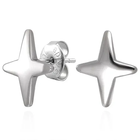 Náušnice z oceli 316L ve stříbrném odstínu - hvězda