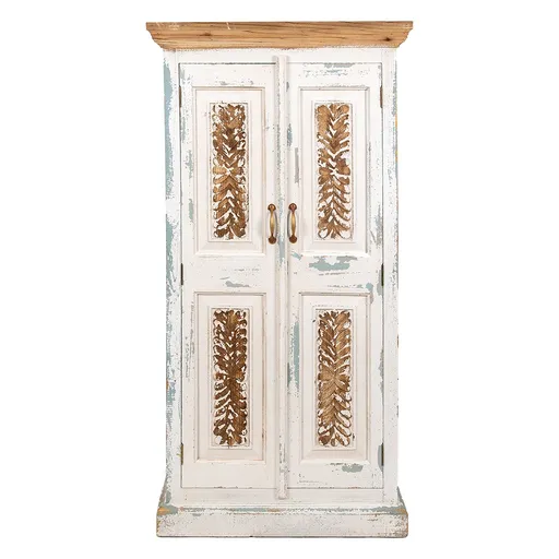 Béžovo-hnědá antik dřevěná skříň s dvířky Jacqueline - 76*38*151 cm 5H0569