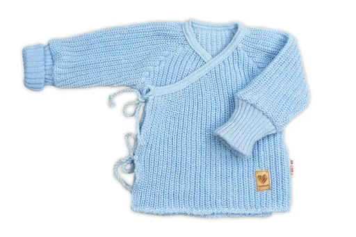 Baby Nellys Kojenecký svetřík, rostoucí, na zavazování na boku - modrá