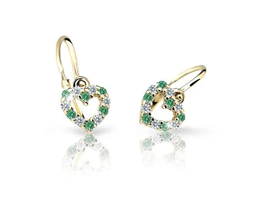 Cutie Jewellery Dětské náušnice ze žlutého zlata C2157-10-X-1 zelená