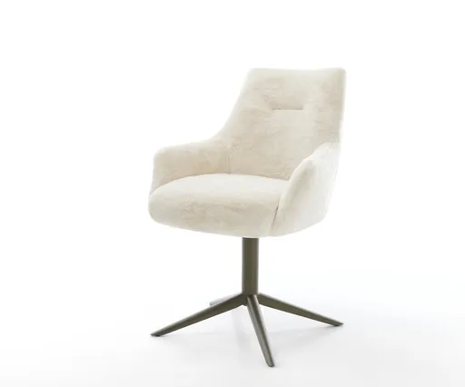 Jídelní židle Alja-Flex s područkami plyšový manšestr krémová