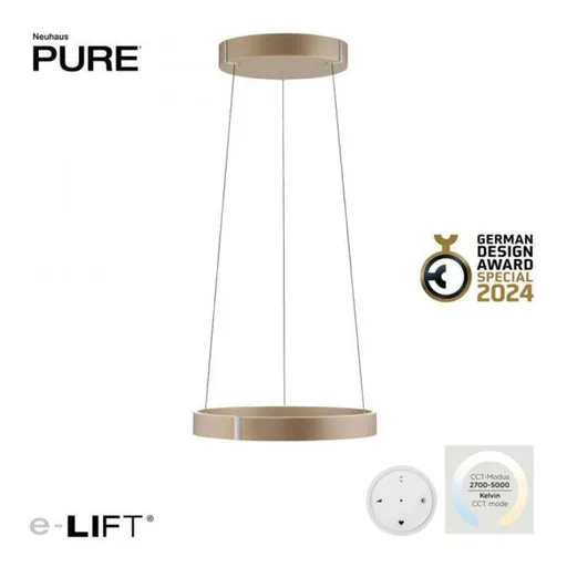 PAUL NEUHAUS LED závěsné svítidlo PURE E-Clipse elektrické 2700-5000K bronz 2560-97